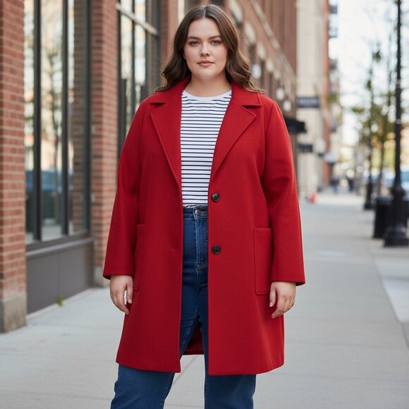 OLD NAVY Oversized Soft-Brushed Overcoat in Rubia Red for Women, Size 4X - Picture 2 of 10